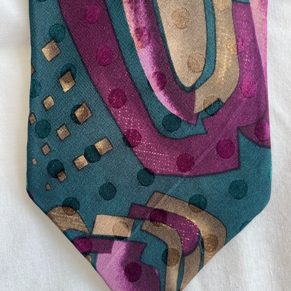 Windsor Teal and Magenta Geometric Tie